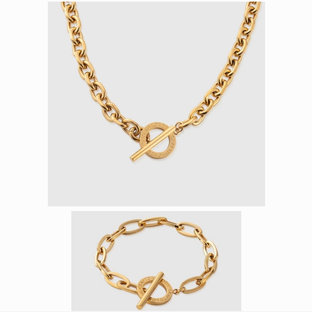 ✨ CRAFTD London Gold Toggle Chain & Belcher Bracelet Set